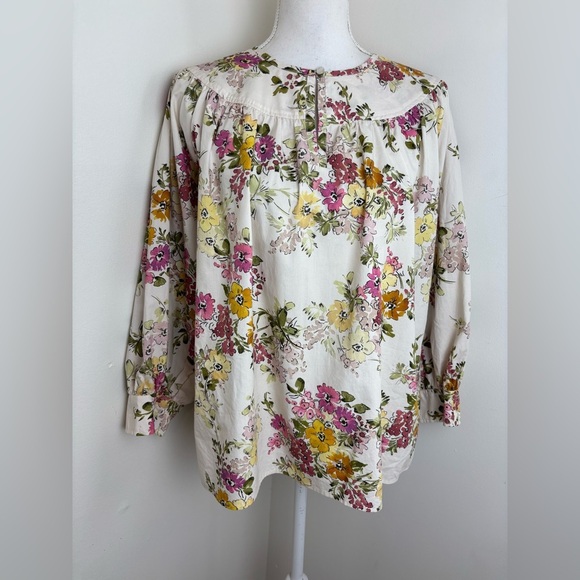 Johnny Was Isabella Cotton Blouse In Multicolor Floral Size Large - Picture 3 of 11